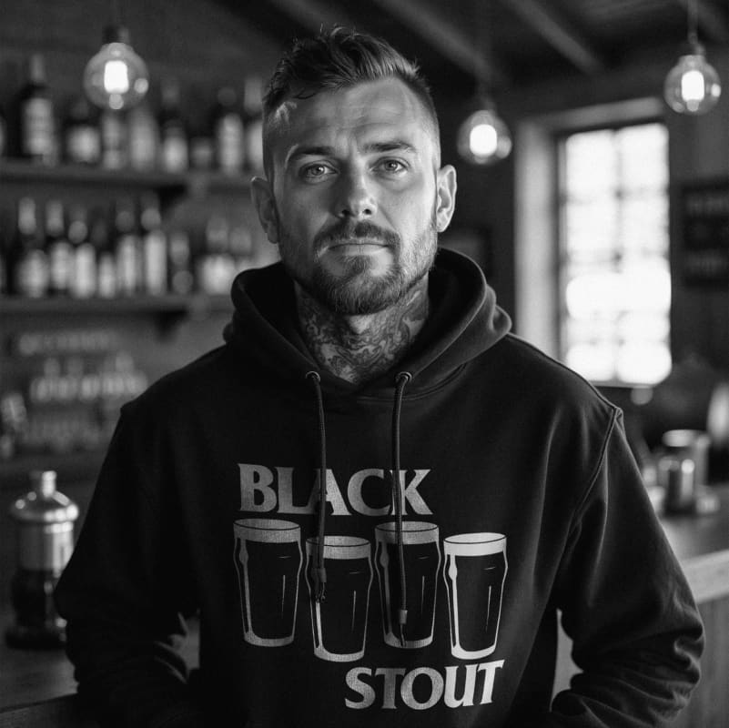 Black Stout Hoodie - Bartending Sweatshirt - Punk Clothing