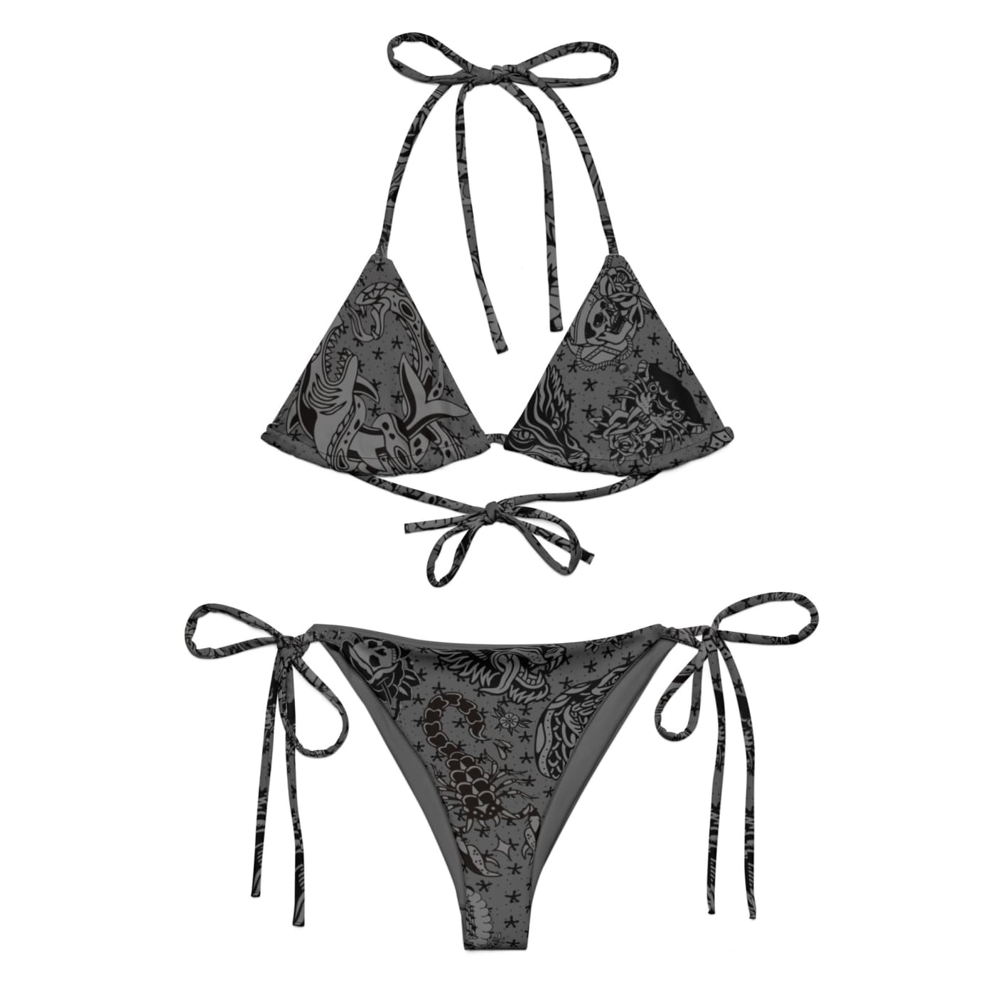 ’Gothic’ Old School Tattoo Recycled String Bikini