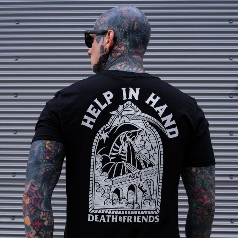 ’Help in Hand’ t-shirt - Death and Friends - Tattoo