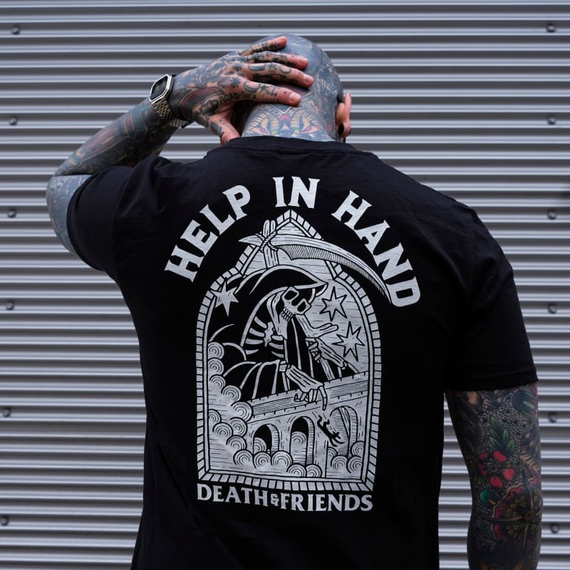 ’Help in Hand’ t-shirt - Death and Friends - Tattoo