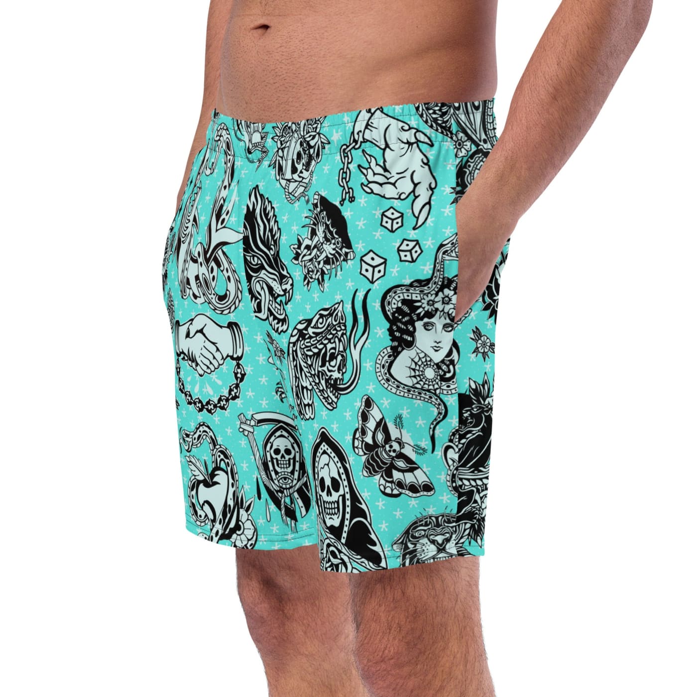 ’Nautical’ Old School Tattoo Eco Swim Shorts - Death &