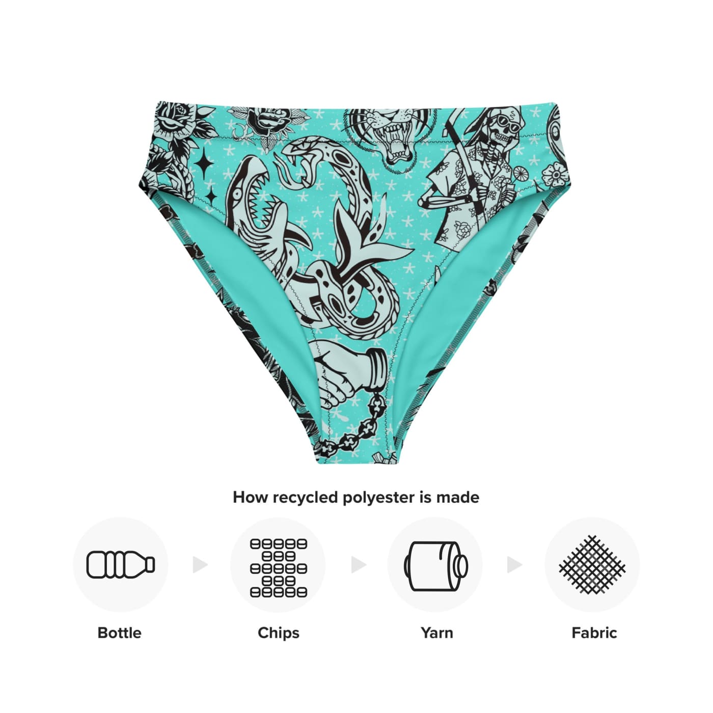 ’Nautical’ Old School Tattoo high-waisted bikini bottom