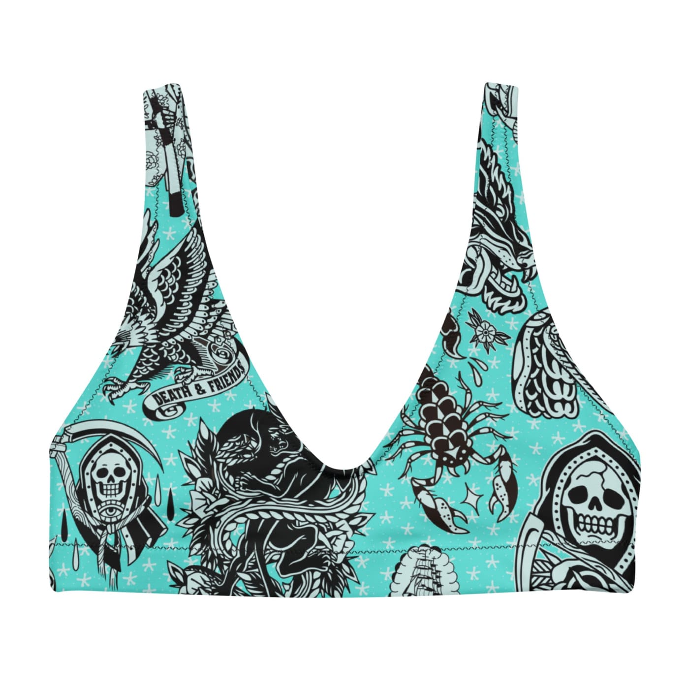 ’Nautical’ Old School Tattoo Recycled padded bikini top