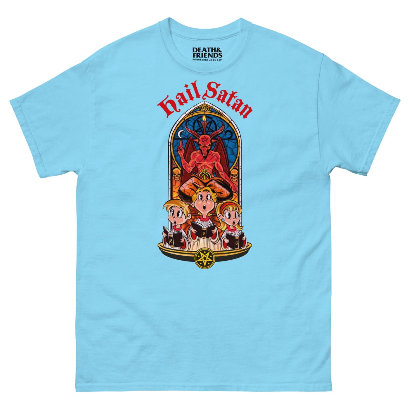 Cartoon Hail Satan T - Shirt - Death and Friends