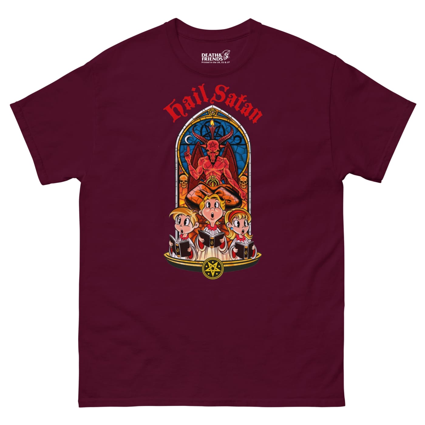 Cartoon Hail Satan T - Shirt - Death and Friends