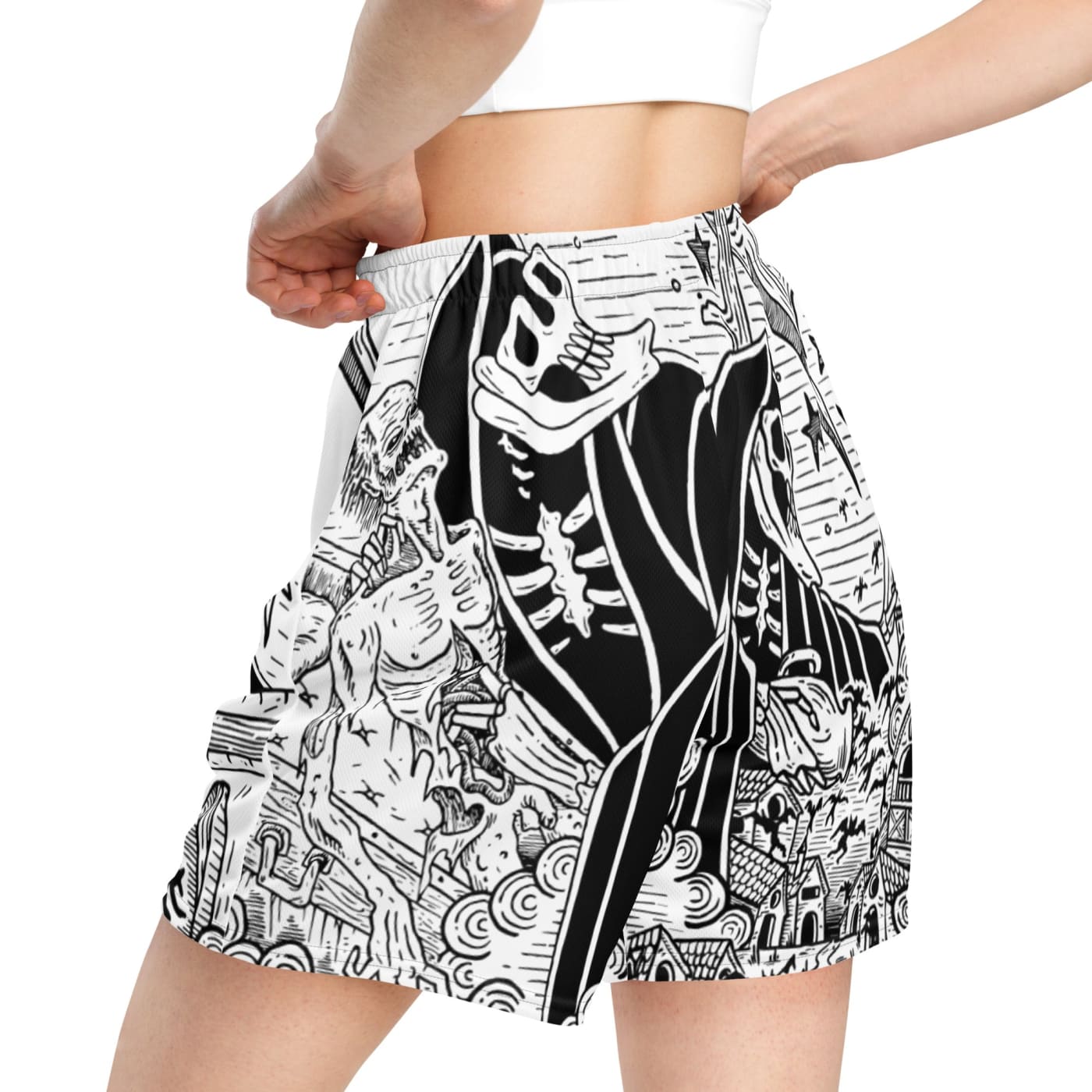 Death & Friends Mesh Shorts - Goth Workout Clothes and Punk