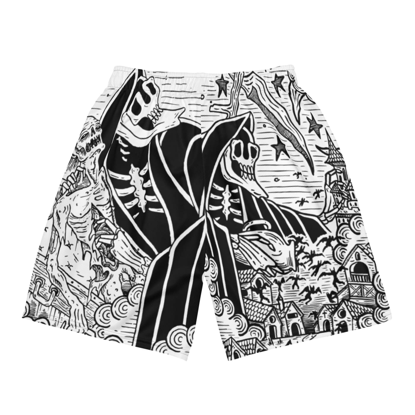 Death & Friends Mesh Shorts - Goth Workout Clothes and Punk