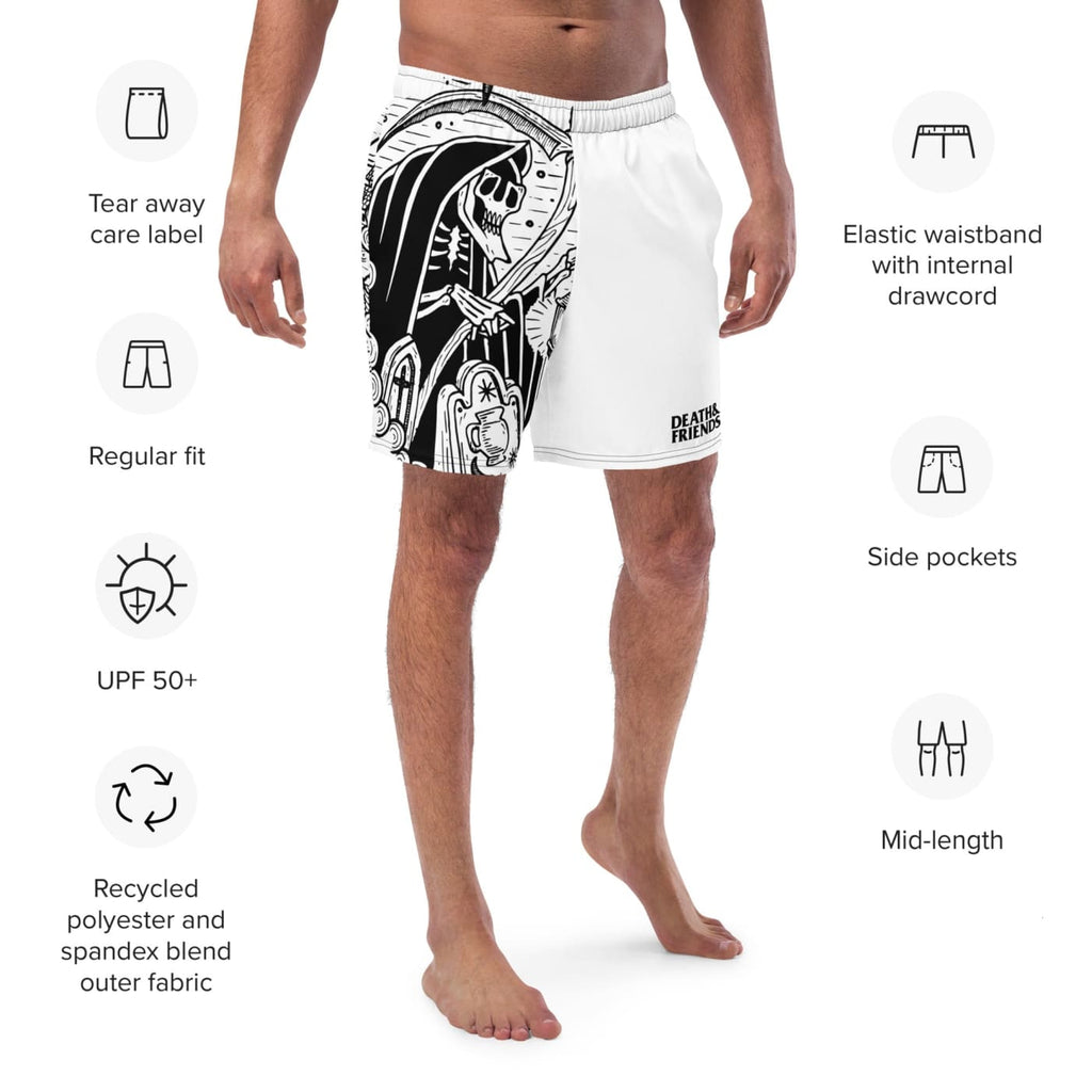 Death & Friends Swim Trunks - Punk Workout Clothes / Goth