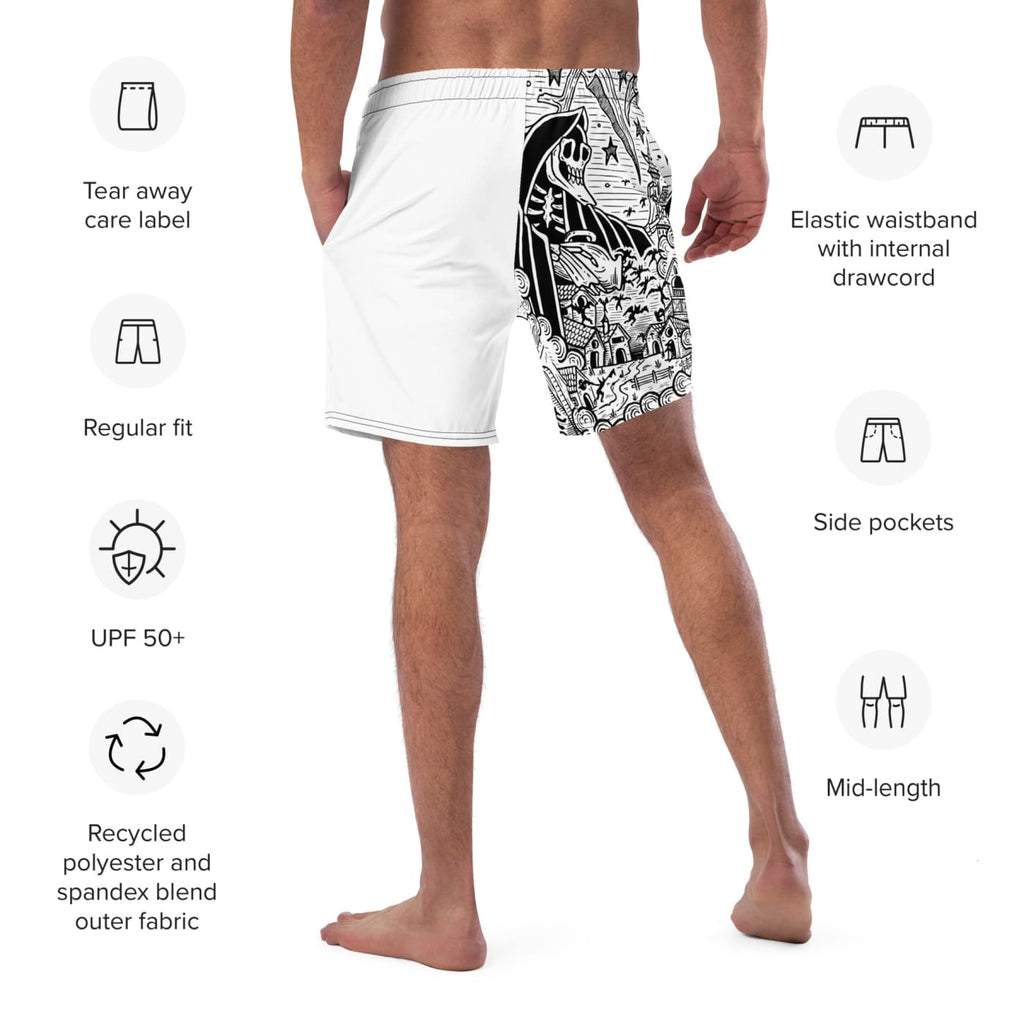 Death & Friends Swim Trunks - Punk Workout Clothes / Goth