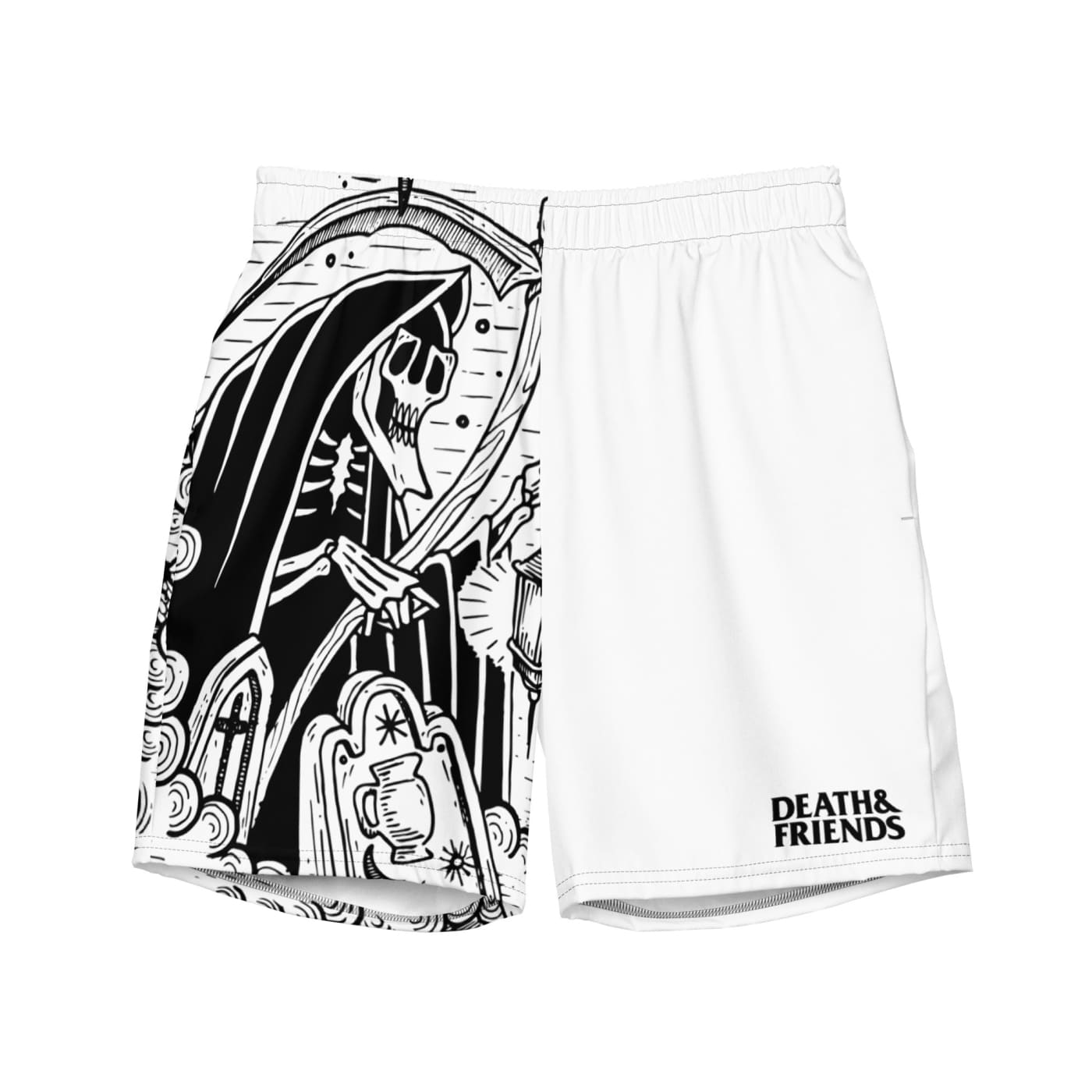 Death & Friends Swim Trunks - Punk Workout Clothes / Goth