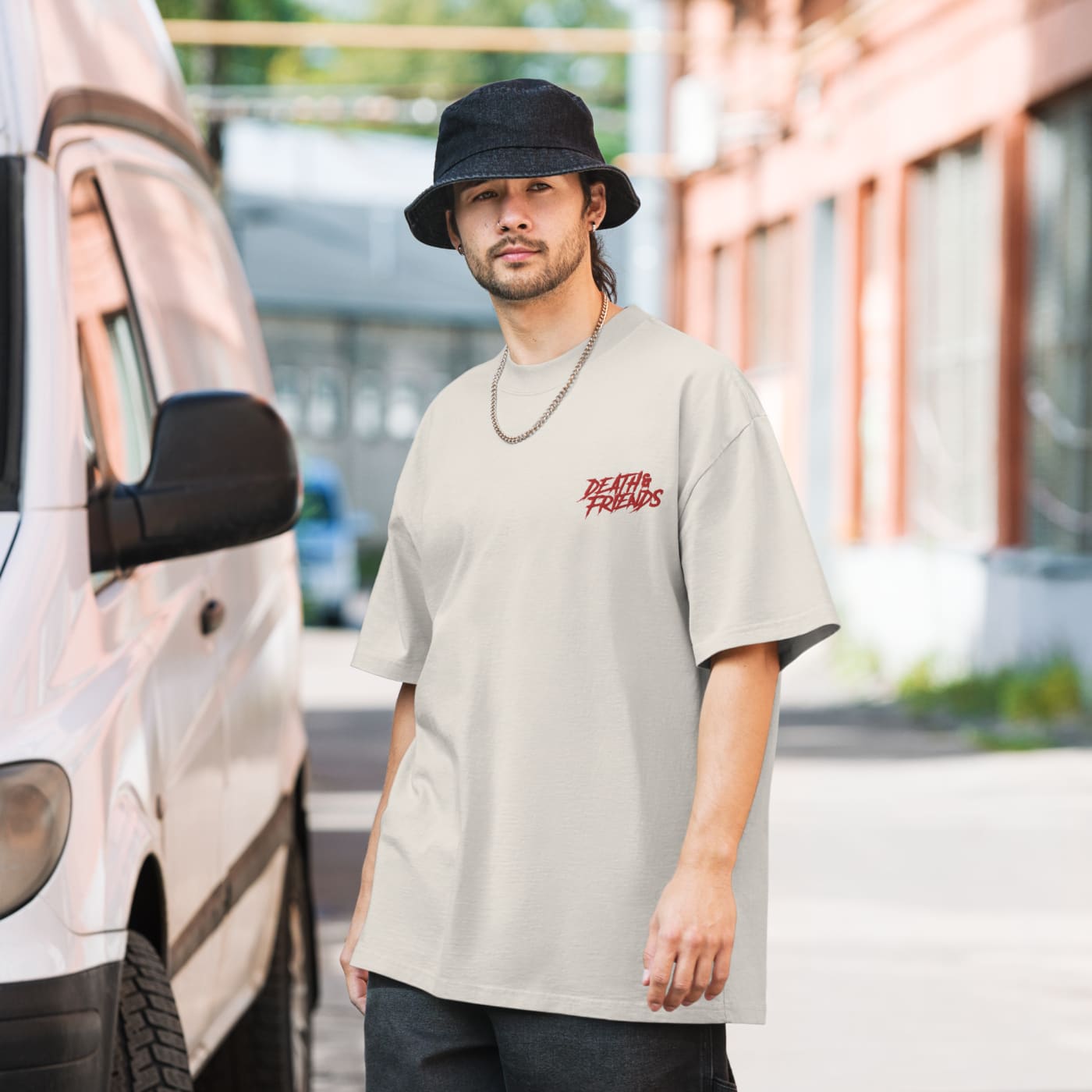 Oversized faded Death & Friends t - shirt