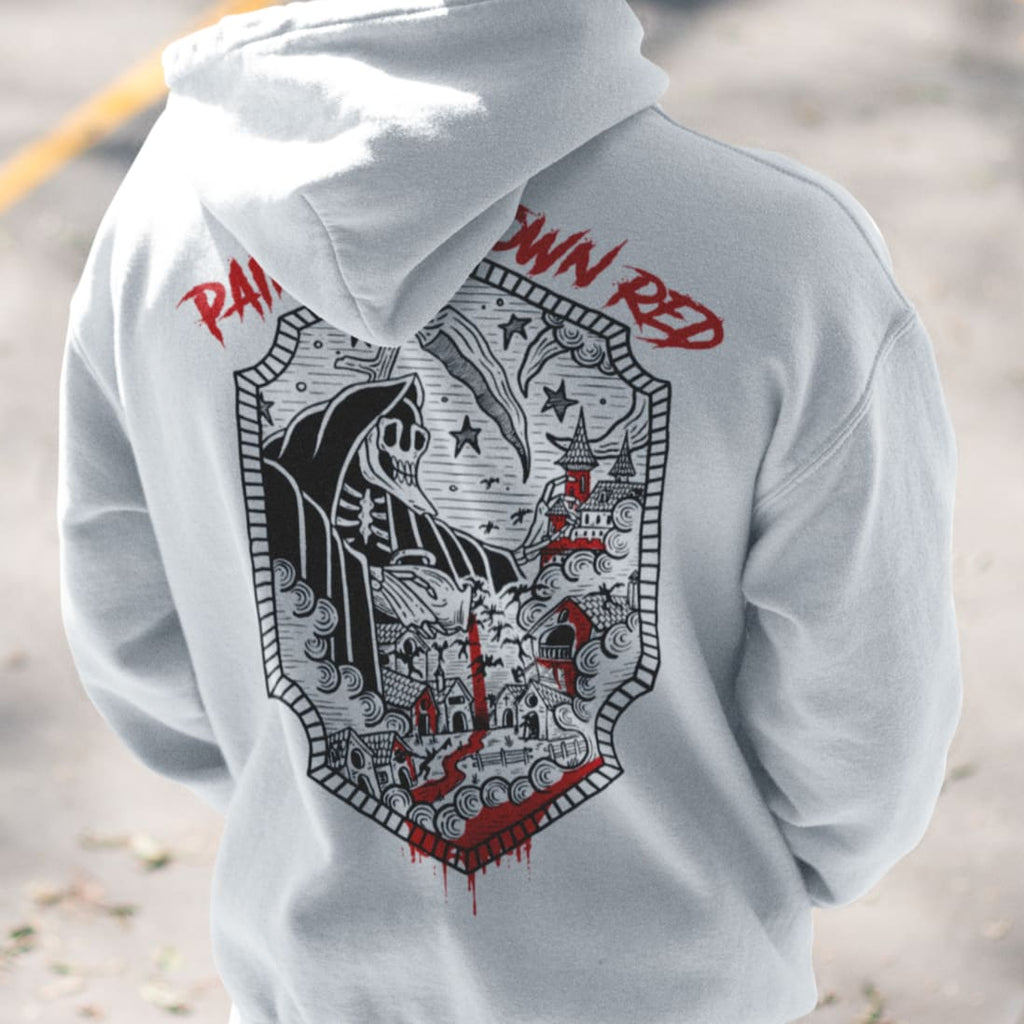 ’Paint the Town Red’ White Zip Up Hoodie Mens / Womens