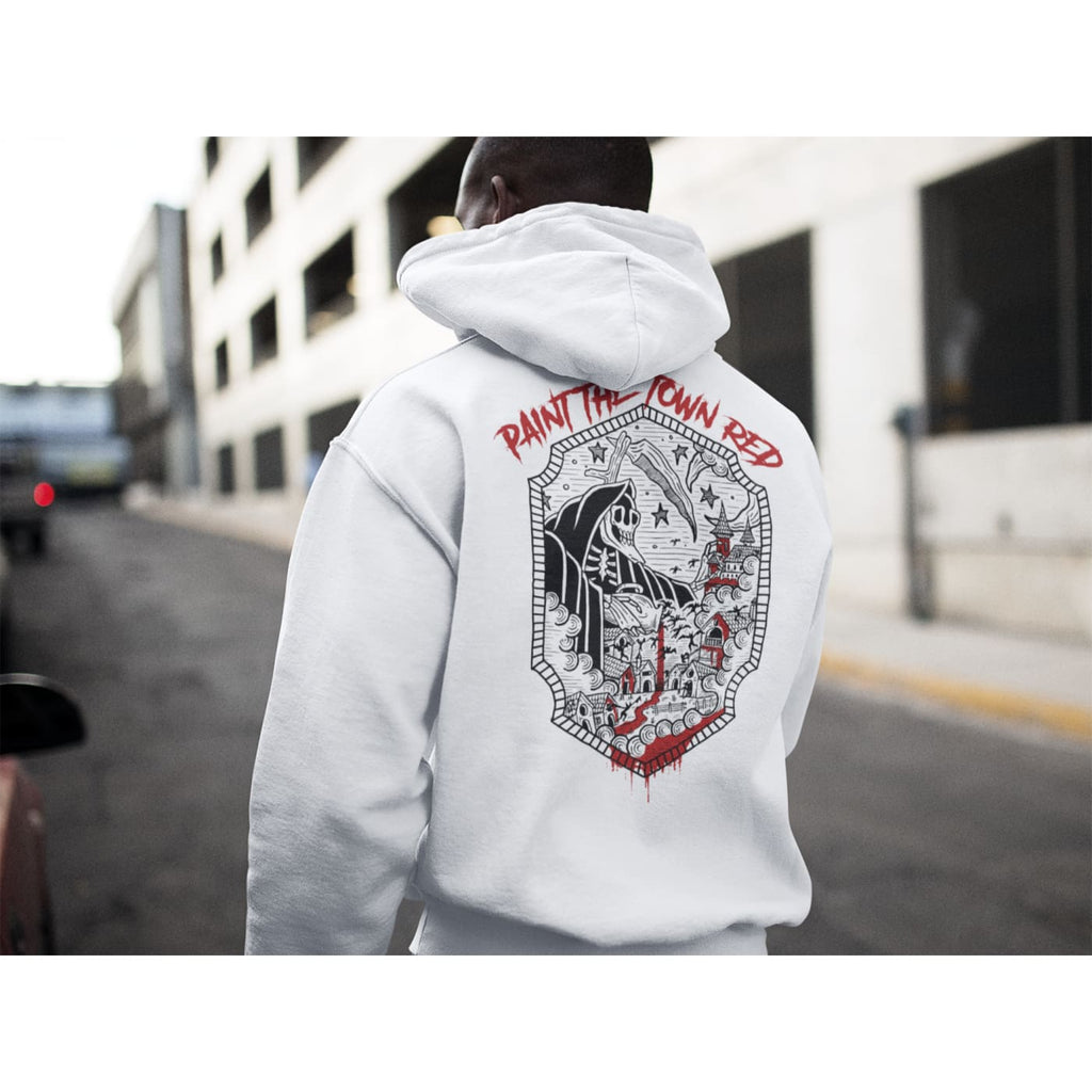 ’Paint the Town Red’ White Zip Up Hoodie Mens / Womens