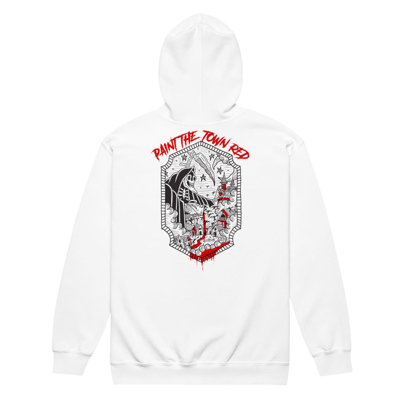 Paint the Town Red White Zip Up Hoodie Mens / Womens - Death