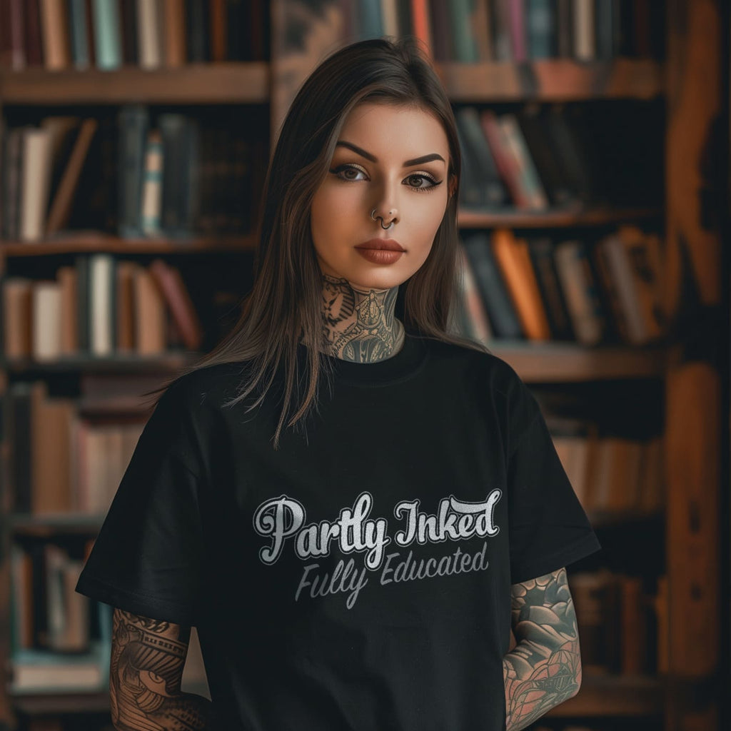 ’Partly Inked Fully Educated’ T - Shirt - Death