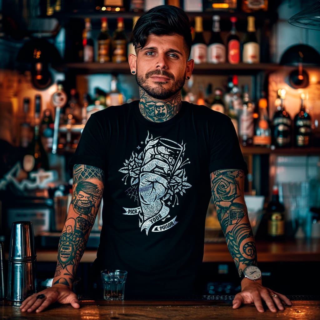 Pick Your Poison T - shirt - Death and Friends - Bartender