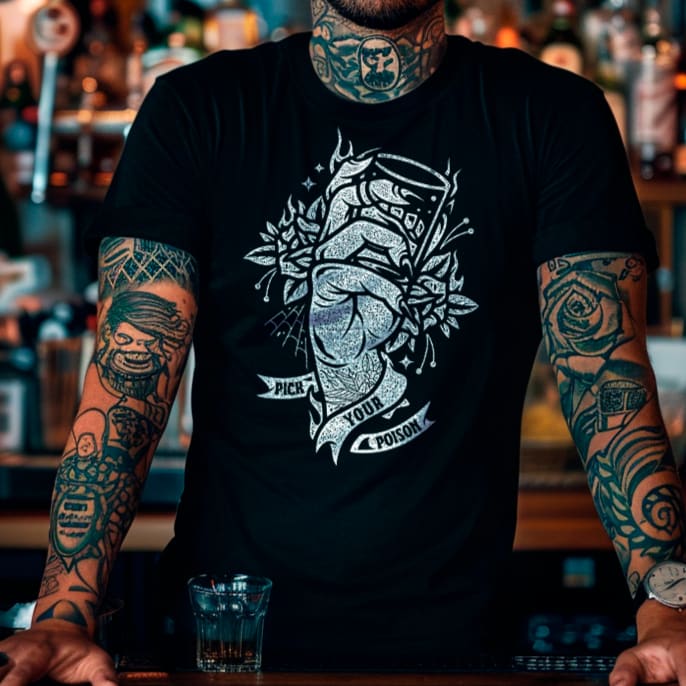 Pick Your Poison T - shirt - Death and Friends - Bartender