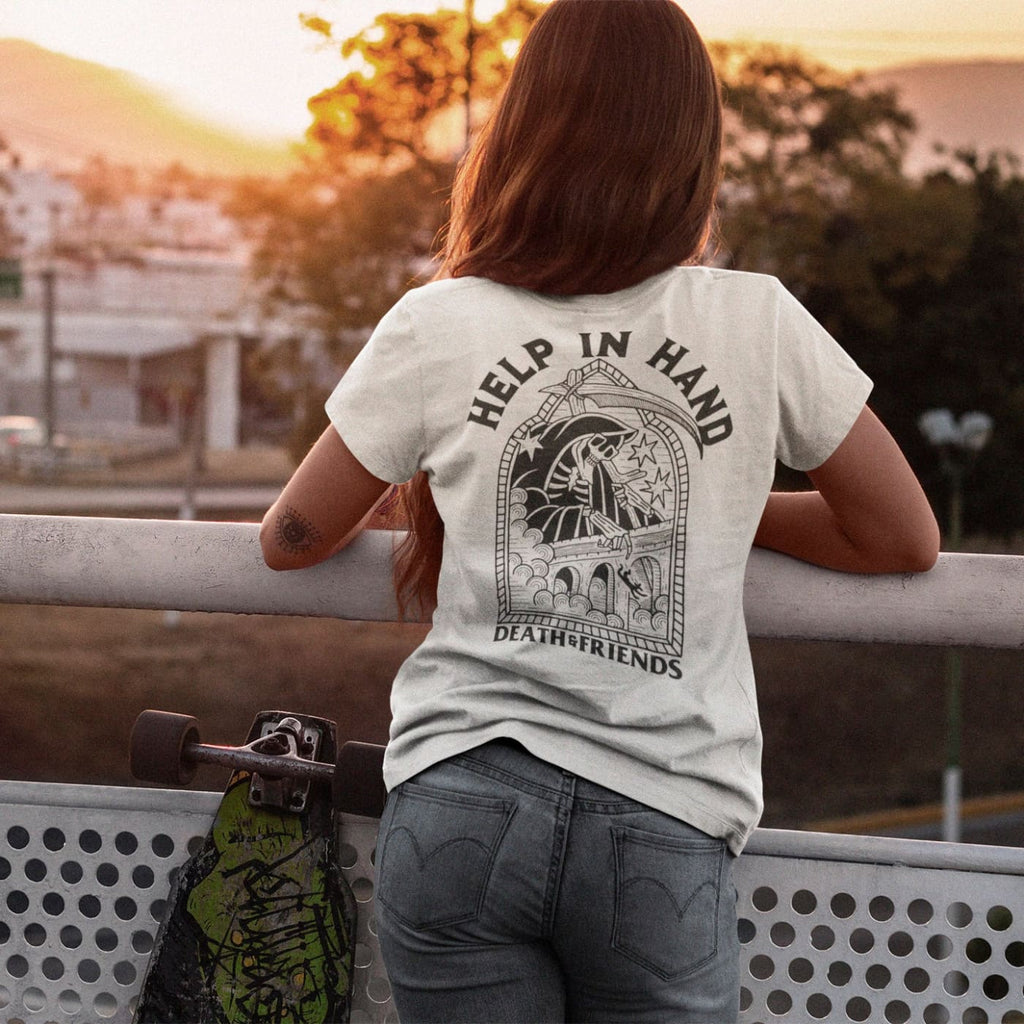 White ’Help in Hand’ t - shirt - Death and Friends