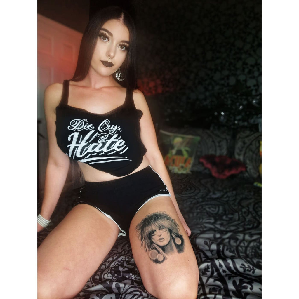 Women’s ’Die Cry Hate’ Crop Top - Death and Friends