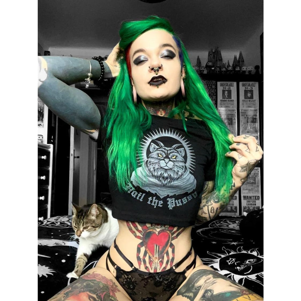 Women’s Hail the Pussy crop top - Death and Friends Cat
