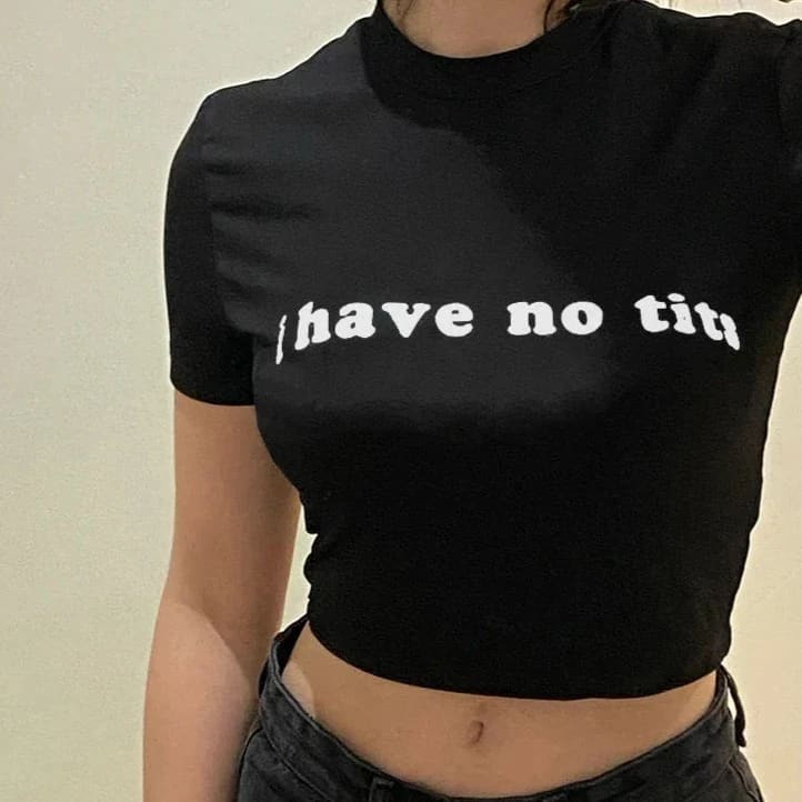 Women’s I have no tits crop tee shirt - Death and Friends