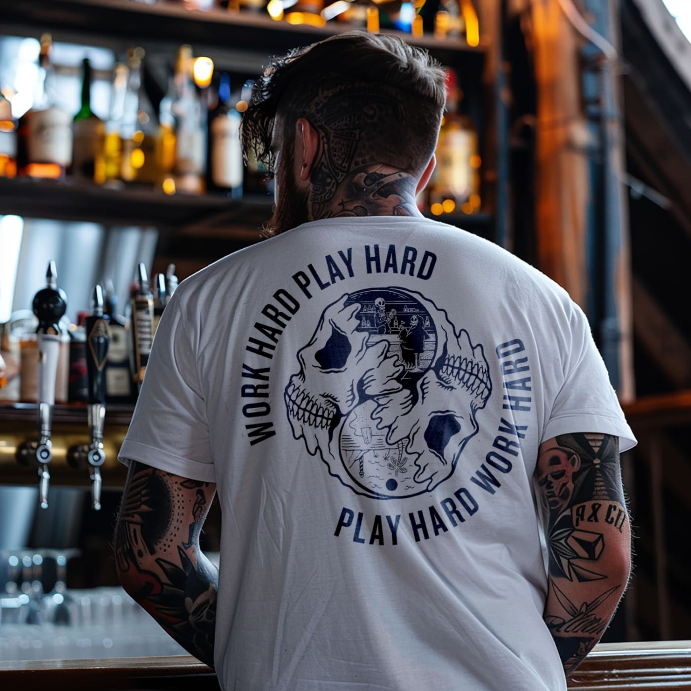 Work Hard Play Hard T - shirt - Death and Friends - White