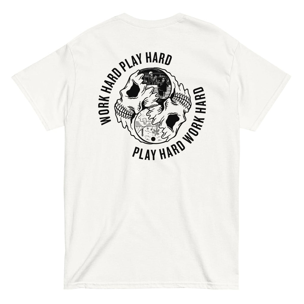 Work Hard Play Hard T-shirt - Death and Friends - White Low