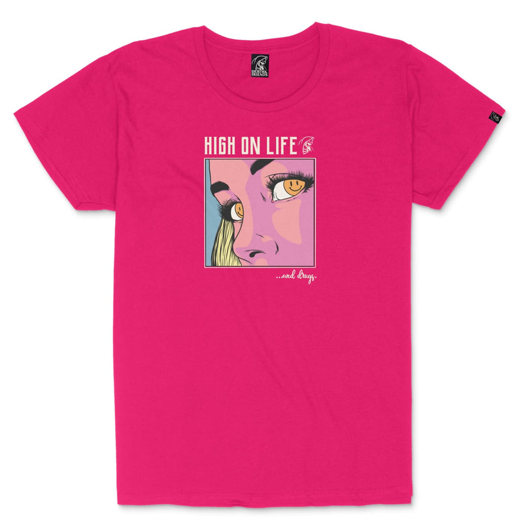 Women’s High on Life... and drugs T-Shirt - Acid Smiley Face