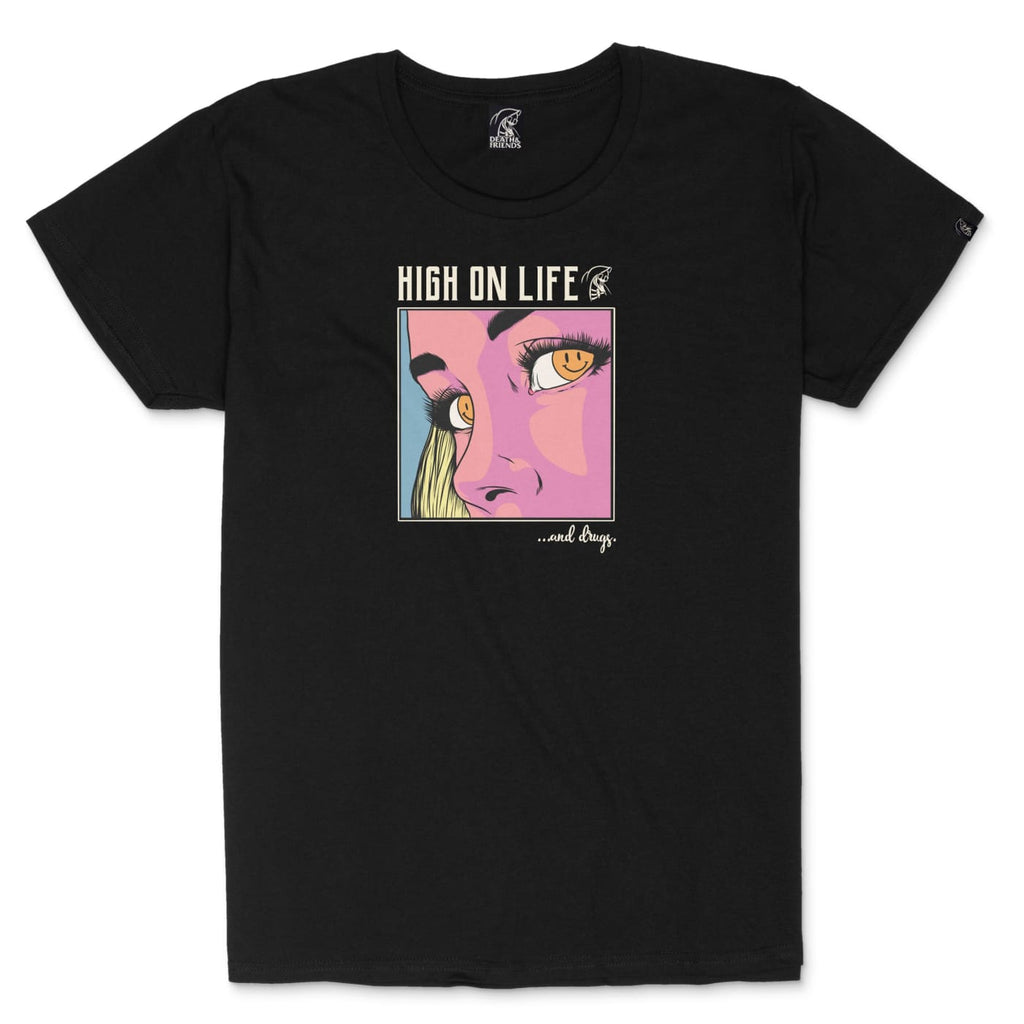 Women’s High on Life... and drugs T-Shirt - Acid Smiley Face